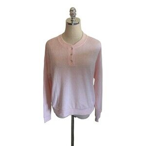Donnie Top Women's Size Large Pink Long Sleeve Cotton Blend Terry Cloth